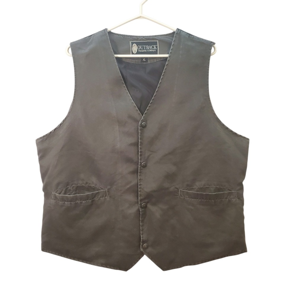 Outback Trading Co Sebastian Vest XL Gray Aztec Southwestern Cinch Back